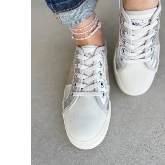 NEW BLOWFISH MALIBU Super Smile Color Block Sneakers for women in silver 7252m1 - Picture 4 of 13